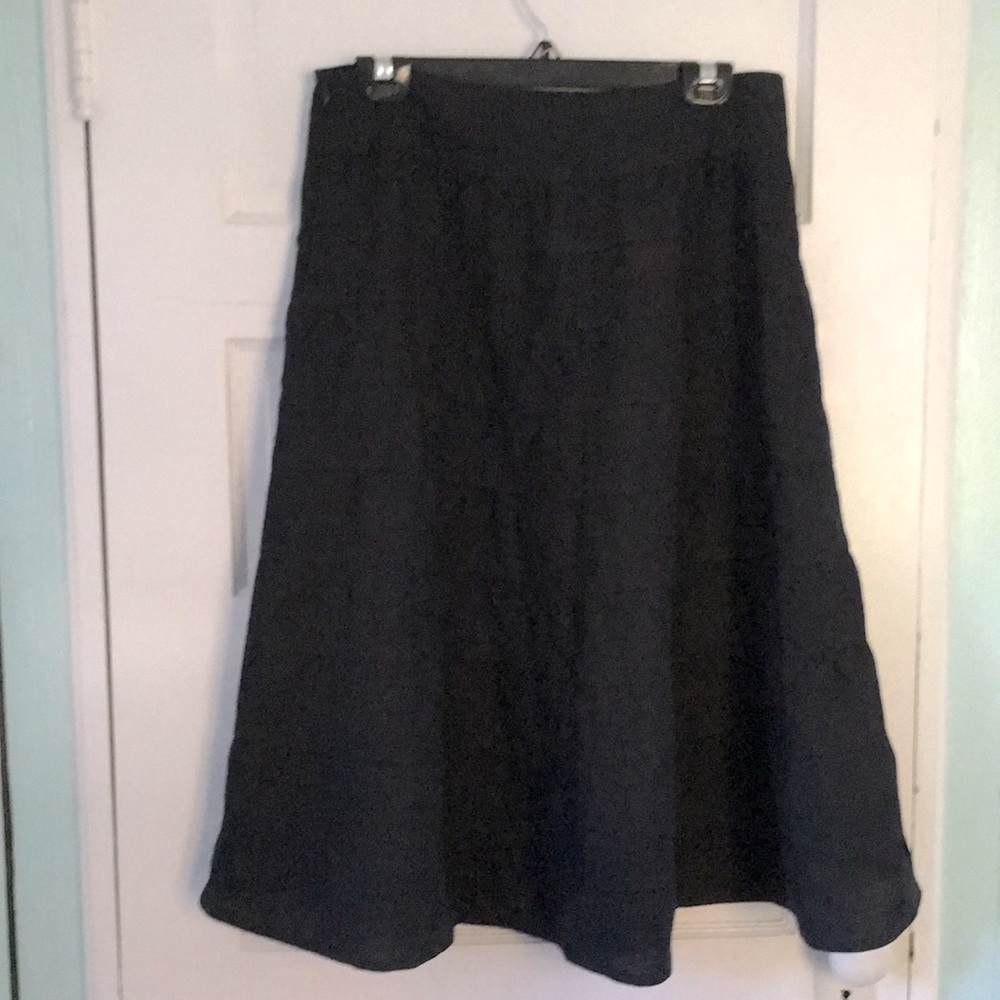 Talbots black Irish linen Multi tiered skirt M